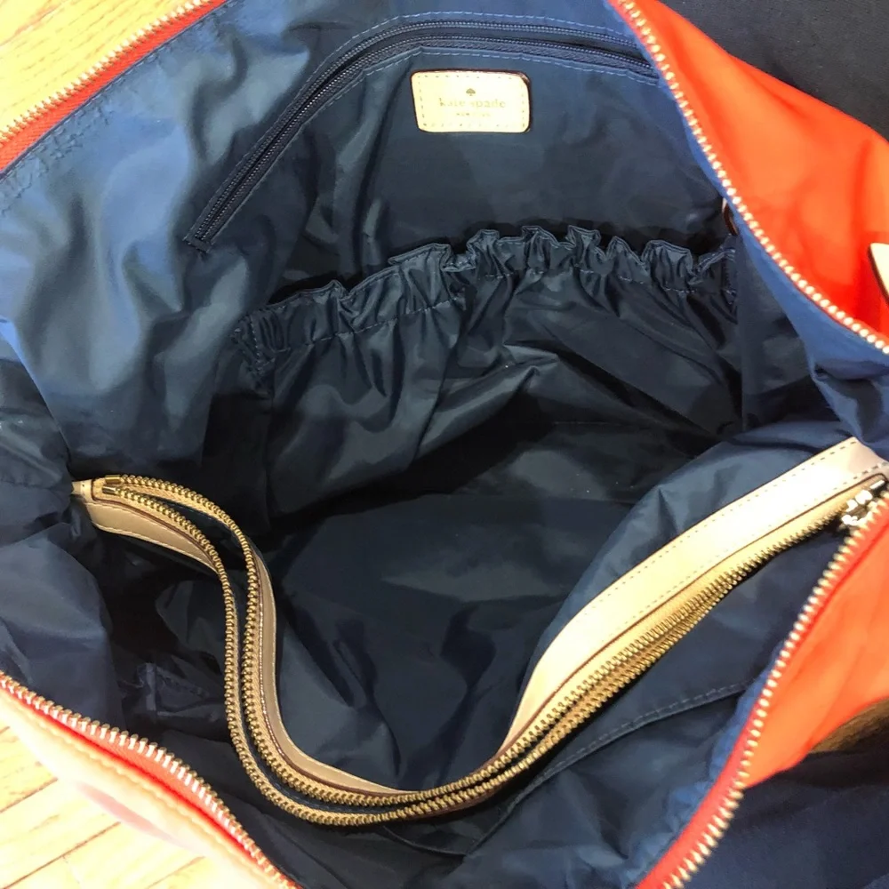 Kate Spade Diaper Bag, orange/white stripes